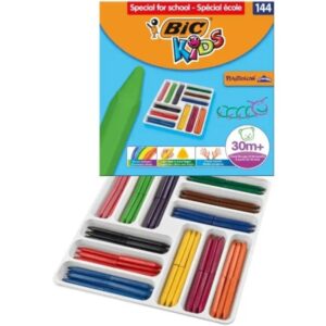 bic kids plastidecor triangle caja de 144 lapices de cera facil de sacar punta no mancha ideal para escuelas infantiles colores surtidos