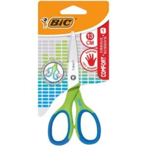 bic comfort tijera escolar de acero inoxidable 13cm mango suave apta para zurdos colores surtidos aleatorio