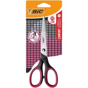 bic comfort tijera escolar de acero inoxidable 16cm mango suave uso diestro colores surtidos aleatorio