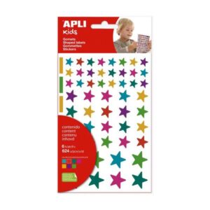 apli kids bolsa de 624 gomets estrellas adhesivo removible tamaños y colores surtidos