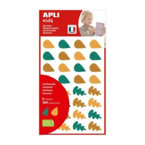 apli kids bolsa de 384 gomets hojas de arboles adhesivo removible formas y colores surtidos