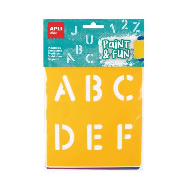 apli kids bolsa de 6 plantillas de letras y numeros 26 letras y 10 numeros polipropileno flexible lavables colores surtidos