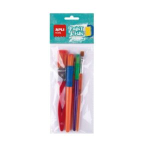 apli kids paint & fun pack de 5 pinceles medidas y colores surtidos
