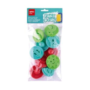 apli kids paint & fun pack de 10 sellos de goma eva para estampacion con mango de plastico formas y colores surtidos
