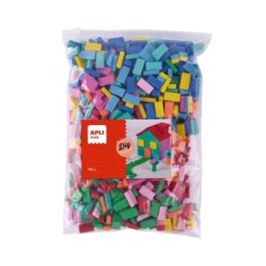 apli kids bolsa de 700 ladrillos de goma eva tamaño 20x10x5mm colores surtidos