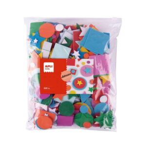 apli kids bolsa de 500 formas de goma eva formas, tamaños y colores surtidos