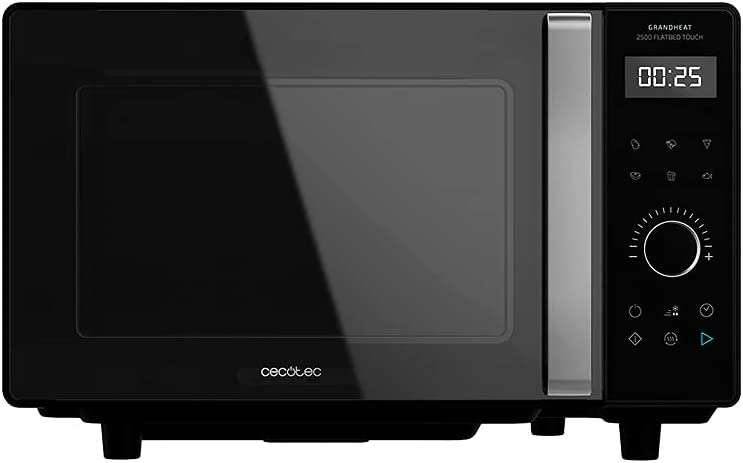 cecotec grandheat 2500 touch flatbed black microondas sin plato 25l 800w panel de control tactil temporizador hasta 60min 8 funciones preconfiguradas