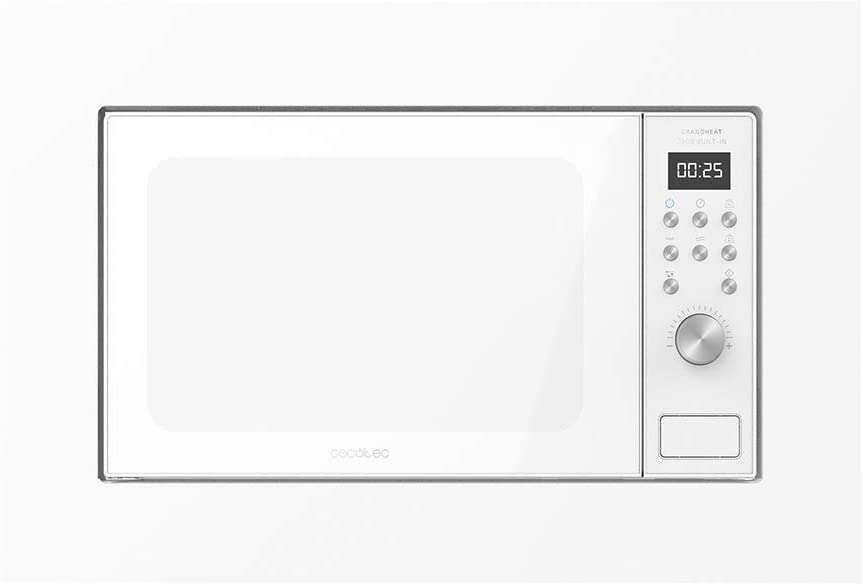 cecotec grandheat 2000 built in white microondas encastrable con grill 20l 700w temporizador hasta 95min 9 funciones preconfiguradas