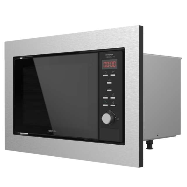 cecotec grandheat 2350 built in steelblack microondas encastrable con grill 23l 900w temporizador 9 funciones preconfiguradas