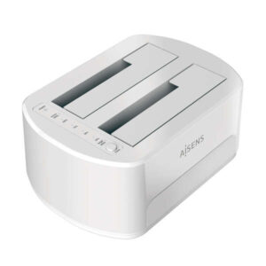 aisens estacion de docking de doble bahia asds d02w sata 2.5/3.5 a usb 3.0/3.1 gen1 clone color blanco