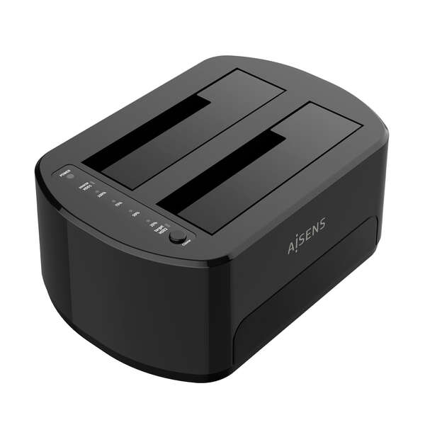 aisens estacion de docking de doble bahia asds d03b sata 2.5/3.5 a usb 3.0/3.1 gen1 clone color blanco