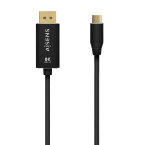 aisens cable conversor aluminio usb c a displayport 8k@60hz usb c/m dp/m 0.8m color negro