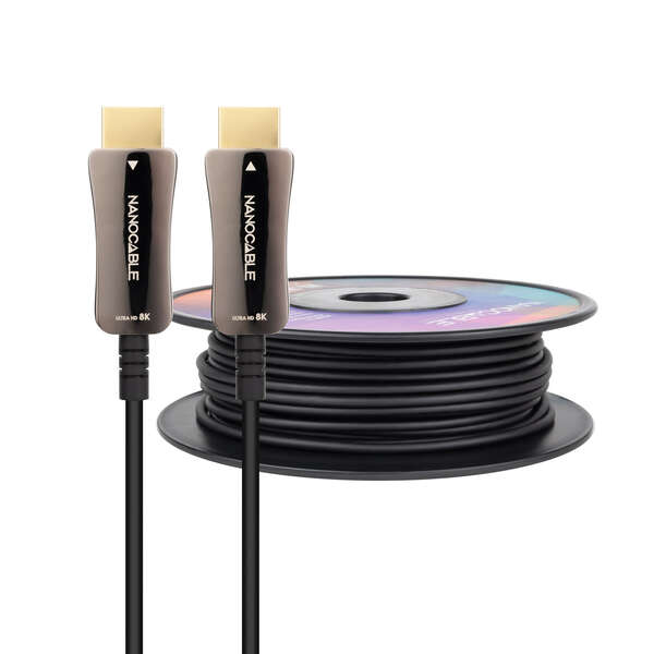 nanocable cable hdmi v2.1 aoc macho a hdmi v2.1 macho 40m 8k@60hz 4k@120hz 48gbps color negro