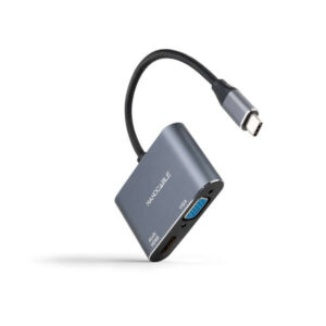 nanocable conversor usb c a hdmi 4ky vga color gris
