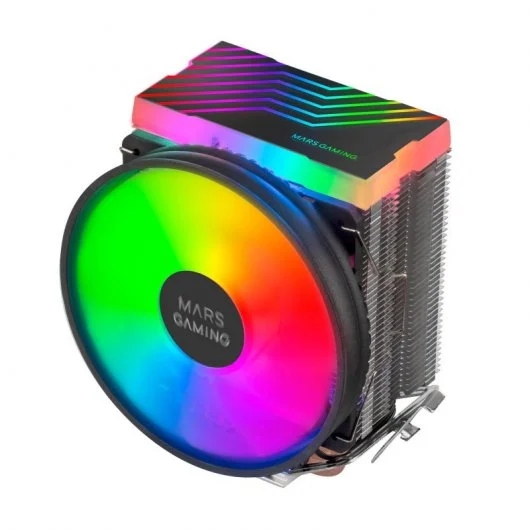 mars gaming mcpu33 ventilador cpu dual 110mm con disipador 3 heatpipes iluminacion frgb velocidad max. 1600rpm color negro