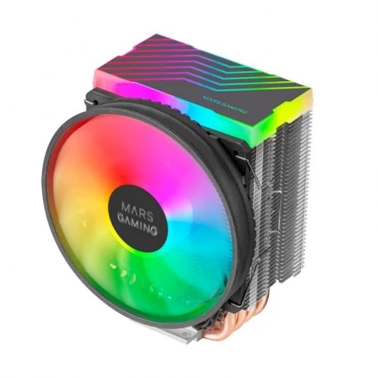 mars gaming mcpu44 ventilador cpu dual 110mm con disipador 4 heatpipes iluminacion argb velocidad max. 1600rpm color negro