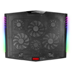 mars gaming mnbc5 base de refrigeracion para portatil hasta 19" 6 ventiladores 7 posiciones de inclinacion iluminacion argb dinamica base para smartphone rejilla de aluminio 2 puertos usb 2.0