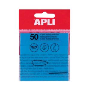 apli notas adhesivas transparentes bloc 50 hojas 75x75mm para anotar sin perder la visibilidad del texto o la imagen resistentes al agua color azul