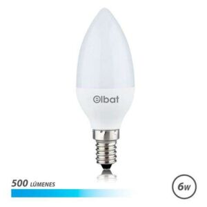 elbat bombilla led c37 6w 500lm e14 luz fria ahorro de energia larga vida util facil instalacion color blanco