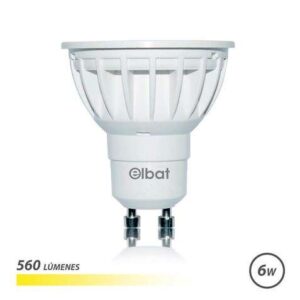 elbat bombilla led gu10 6w 560lm luz calida ahorro de energia larga vida util facil instalacion color blanco calido