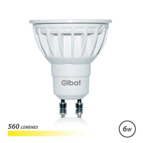 elbat bombilla led gu10 6w 560lm luz calida ahorro de energia larga vida util facil instalacion color blanco calido