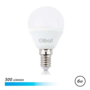 elbat bombilla led g45 6w 500lm e14 luz fria ahorro de energia larga vida util bajo consumo color blanco