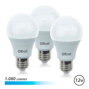 elbat pack de 3 bombilla led a60 de 12w 1080lm base e27 luz fria