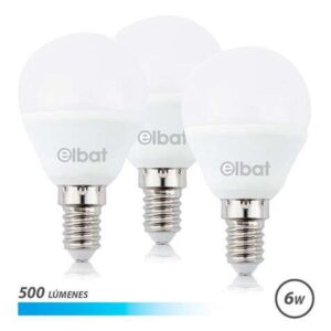 elbat pack de 3 bombillas led g45 de 6w 500lm base e14 luz fria
