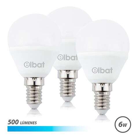 elbat pack de 3 bombillas led g45 de 6w 500lm base e14 luz fria