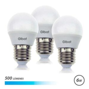 elbat pack de 3 bombillas led g45 de 6w 500lm base e27 luz fria