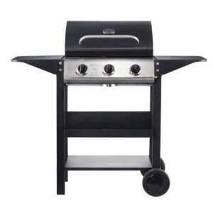 muvip barbacoa gas 3 fuegos 1209x586x1076mm rejillas esmaltadas, bandejas laterales, termometro en tapa color negro