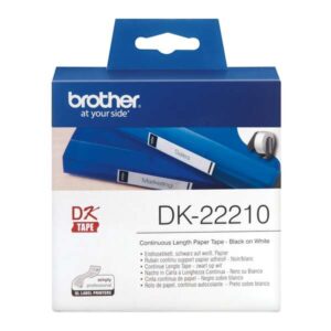brother dk22210 etiquetas originales de tamaño personalizado ancho 29mm x 30,48 metros texto negro sobre fondo blanco