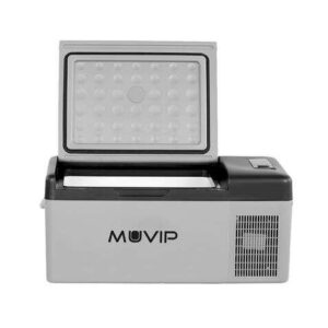 muvip nevera portatil con compresor 15l bluetooth, usb temperatura 20º/+20º conexion 12/24/220v consumo 45w proteccion bateria del vehiculo compresor silencioso medidas 598x32x26cm color gris