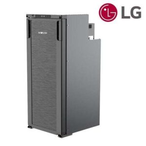 muvip nevera fija con compresor lg 90l 80w conexion 12/24v proteccion bateria del vehiculo luz led control de temperatura doble zona de frio color gris