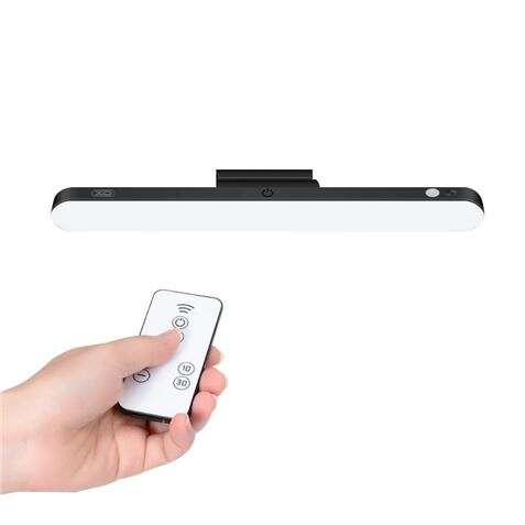 xo lampara led de escritorio potencia 25w bateria 1200mah ajuste hasta 80º control remoto regulacion de potencia luz anti fatiga adaptador magnetico para fijacion 3 temperaturas de color color negro