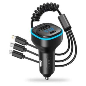 xo adaptador bluetooth para coche conexion inalambrica 50 reproduce desde smartphone y pendrive puerto usb y tipo c funcion manos libres pantalla led dimensiones 35x35x75mm peso 50gr color negro