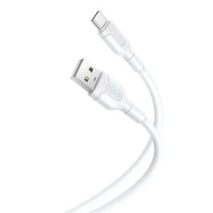 xo cable de carga y transmision de datos tipo c longitud 1m silicona suave y duradera alta velocidad 5v, 2.1a conector tipo c color blanco