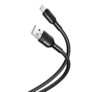 xo cable de conector lightning longitud 1 metro carga y transmision de datos de alta velocidad 5v, 21a cable de silicona suave y duradero tacto confortable color negro