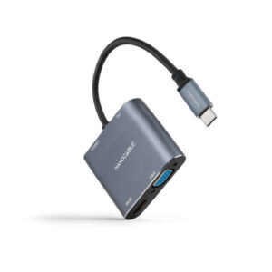 nanocable conversor usb c a hdmi, vga, usb 3.0 y usb c pd longitud del cable 15cm color gris