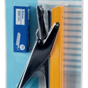 petrus 205 mini majorette grapadora de tenaza + 1 caja 600 grapas hasta 10 hojas grapado cerrado colores surtidos