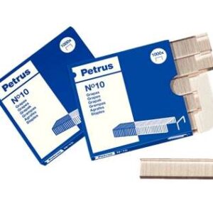 petrus caja de 1000 grapas nº10 galvanizadas hasta 10 hojas patilla de 4mm