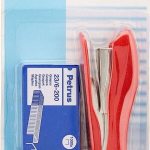 petrus 200 liliput grapadora + 1 caja grapas 23/6 200 hasta 12 hojas grapas 23/6 grapado cerrado y clavado colores surtidos