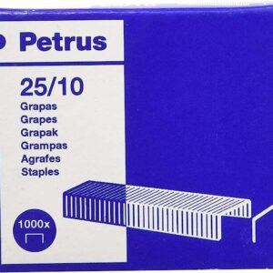petrus caja de 1000 grapas 25/10 galvanizadas hasta 60 hojas patilla de 10mm