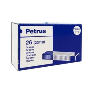 petrus caja de 1000 grapas 23/10 cobreadas hasta 70 hojas patilla de 10mm