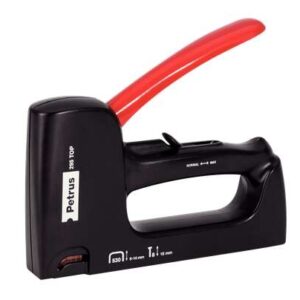 petrus 295 top clavadora/grapadora para grapas 530/6 a 14mm y pins tipo 8 de 15mm ajuste de potencia color negro/rojo