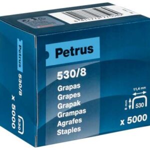 petrus caja de 5000 grapas 530/8 cobreadas para clavadora patilla de 8mm