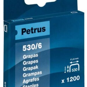petrus caja de 1200 grapas 530/6 cobreadas para clavadora patilla de 6mm