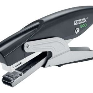 rapid eco grapadora de tenaza fabricadas con un 81% de plastico reciclado hasta 20 hojas para grapas 24/6, 26/6 grapado y clavado color negro