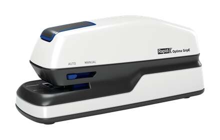 rapid optima gripe grapadora electrica de sobremesa + caja de 1000 grapas hasta 20 hojas utiliza grapas optima 56 color gris/negro