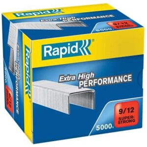 rapid super strong caja de 5000 grapas 9/12 de 60 a 90 hojas alambre galvanizado superreforzado patilla de 12mm